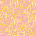 Gold craquelure abstract vector seamless pattern background. Dense overlapping golden yellow cracks on pink backdrop