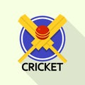 Gold cricket bat logo, flat style