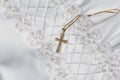 Gold Cross with First Communion Dress Royalty Free Stock Photo