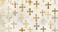 Gold cross pattern on beige easter background with blur Royalty Free Stock Photo