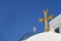 Gold cross on top of Orthodox Church Royalty Free Stock Photo