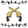 Gold Crossed Guns design vector illustration Royalty Free Stock Photo