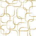 Gold crossing circled rectangles seamless pattern white Royalty Free Stock Photo