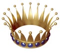 Gold crown encrusted with sapphires. A symbol of power, wealth and success. Isolated on white. Royalty Free Stock Photo