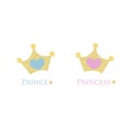 Gold crown with hearts. Little princess, little prince vector Royalty Free Stock Photo