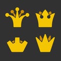 Gold Crown Icons Set on Dark Background. Vector Royalty Free Stock Photo