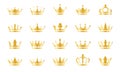 Gold crown icons set isolated on white background Royalty Free Stock Photo