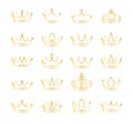 Gold crown icons set isolated on white background Royalty Free Stock Photo