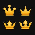 Gold Crown Icons Set. King and Queen Symbol. Vector Royalty Free Stock Photo