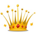 Gold crown for king, queen, princess and prince. Vector icon Royalty Free Stock Photo