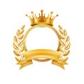 Gold crown laurel wreath winner frame isolated Royalty Free Stock Photo