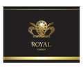 Gold crown. Luxury label, emblem or packing. Logo design. Royalty Free Stock Photo