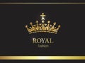 Gold crown. Luxury label, emblem or packing. Logo design.