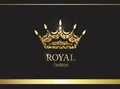 Gold crown. Luxury label, emblem or packing. Logo design. Royalty Free Stock Photo