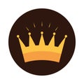 Gold crown monarchy royalty block flat icon design