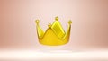 Gold crown on pink background with victory or success concept. Luxury prince crown. 3D rendering Royalty Free Stock Photo