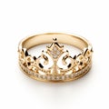 Yellow Gold Crown Ring With White Diamonds - Dreamy And Romantic Jewelry