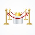 Gold Crown and Red Rope Barrier. Vector Royalty Free Stock Photo