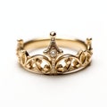 Golden Queen Crown Ring - Exquisite Design On White Background