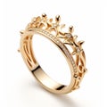 Gold Crown Ring With Diamond Top - Rococo Whimsy And Delicate Design Royalty Free Stock Photo