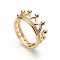 Playful Yellow Gold Crown Ring - Detailed Design