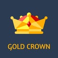 Gold crown. Vector flat illustration