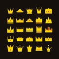 Gold crown vector icon set Royalty Free Stock Photo