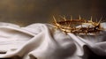 Gold Crown on white linen Royalty Free Stock Photo