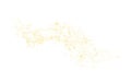 Gold crumb background. Horizontal wavy strip sprinkled with crumbs golden texture. Backdrop dust isolated on white. Sand particles