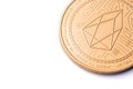Gold cryptocurrency coin - eos, isolated on a white Royalty Free Stock Photo