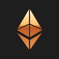 Gold Cryptocurrency coin Ethereum ETH icon isolated on black background. Digital currency. Altcoin symbol. Blockchain