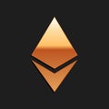 Gold Cryptocurrency coin Ethereum ETH icon isolated on black background. Digital currency. Altcoin symbol. Blockchain