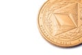 Gold cryptocurrency coin - etherum classic, isolated on a white