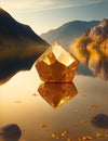 gold crystals over the lake illustration