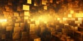 Gold cubes texture background, abstract pattern of shiny metal blocks. Space with golden wall and bright light. Concept of Royalty Free Stock Photo