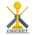 Gold cup cricket logo, flat style
