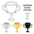 Gold Cup for the first place.The award winner of the racing competition.Awards and trophies single icon in cartoon style