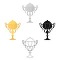 Gold cup icon in cartoon,black style isolated on white background. Winner cup symbol stock vector illustration. Royalty Free Stock Photo