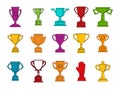 Gold cup icon set, color outline style