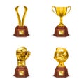 gold cup trophies realistic set Royalty Free Stock Photo