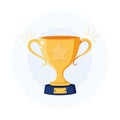 Gold cup trophy icon. Winner award sign. First place cup symbol. Championship or competition trophy. Winner prize icon