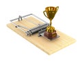 Gold cup winner and mousetrap on white background. Isolated 3D i Royalty Free Stock Photo