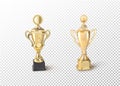 Gold cups on a stand on a transparent background. vector