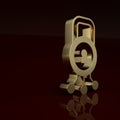 Gold Cyber security icon isolated on brown background. Closed padlock on digital circuit board. Safety concept. Digital Royalty Free Stock Photo