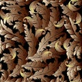 Gold 3d Baroque background. Endless ornaments. Royalty Free Stock Photo