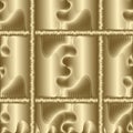 Gold 3d checkered textured seamless pattern. Geometric ornamenta