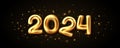 2024 year gold 3d chrome letter glitter design