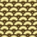 Gold 3d circles seamless pattern. Vector ornamental golden background. Surface repeat trendy Deco backdrop. Tiled round 3d gold