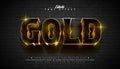 Gold 3D Editable Text Effect Design Vector Graphic Style with Golden Framed Balck Typography Lettering and Shadow on Brick Wall Royalty Free Stock Photo