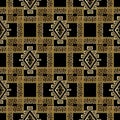Gold 3d greek checkered geometric seamless pattern. Modern abstract vector ancient background wallpaper. Tribal check textured me Royalty Free Stock Photo